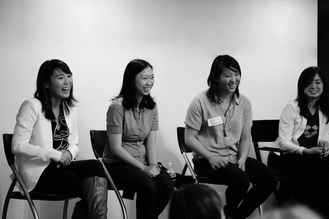 Photo of a panel of women at Women in Growth Meetup